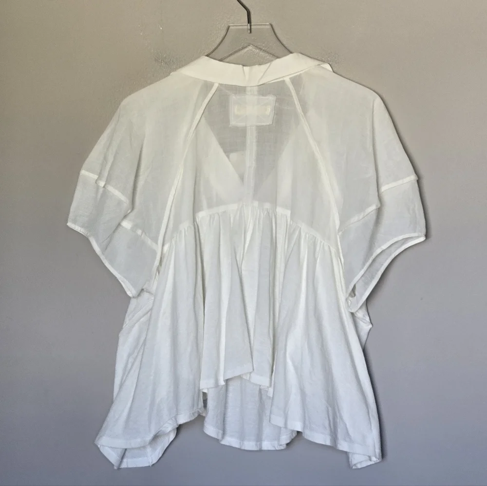 NWT We the Free People Boho Sunray Babydoll White V-Neck Short Sleeve Womens Top